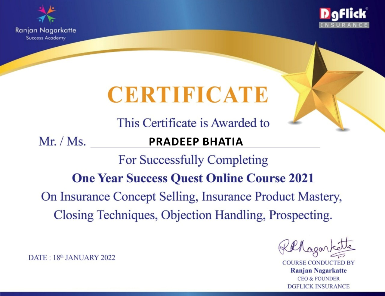 Certificate - Success Quest